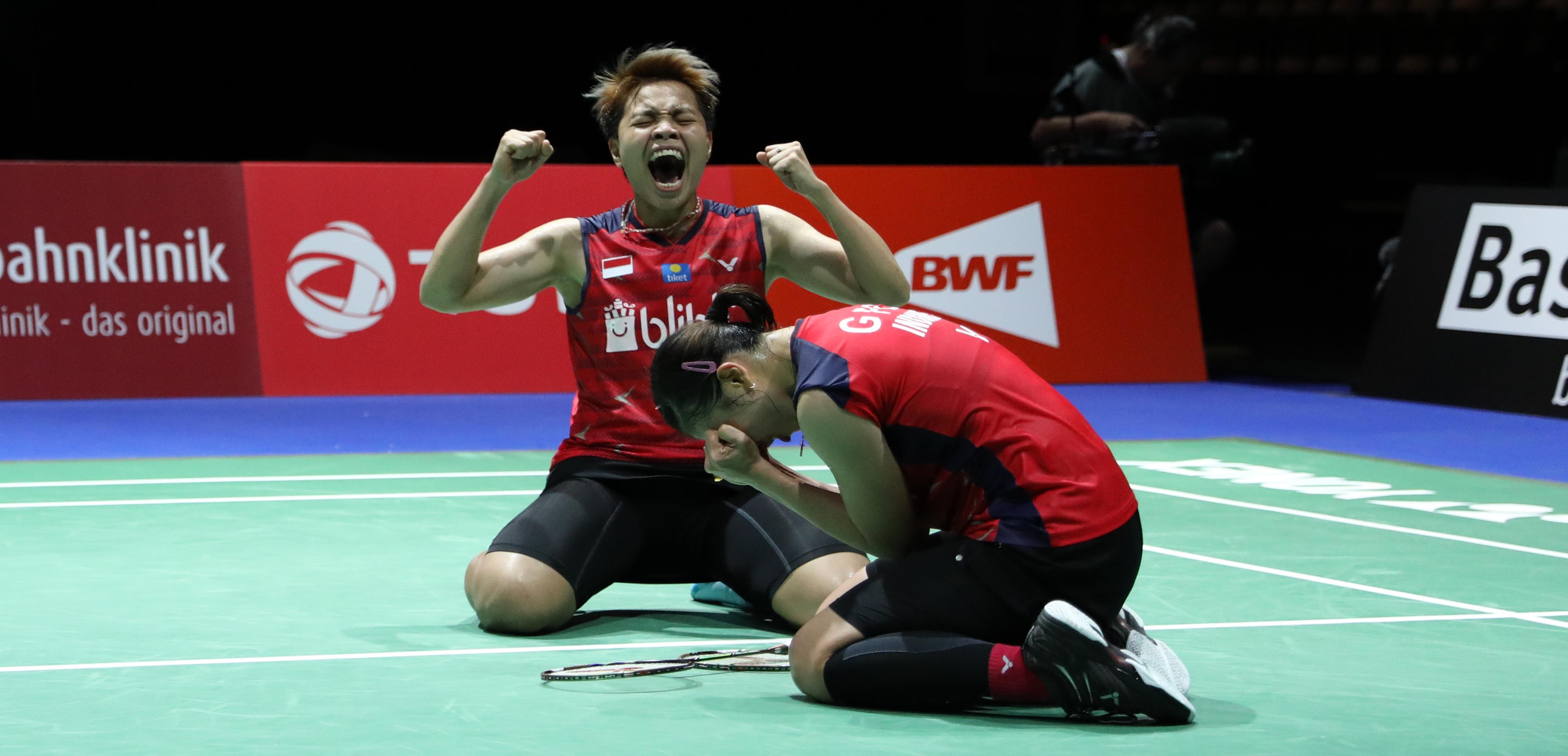 Pasangan ganda putri Indonesia Greysia Polii/Apriyani Rahayu mengungkapkan rasa bahagia setelah menang di perempat final Taiwan Terbuka.