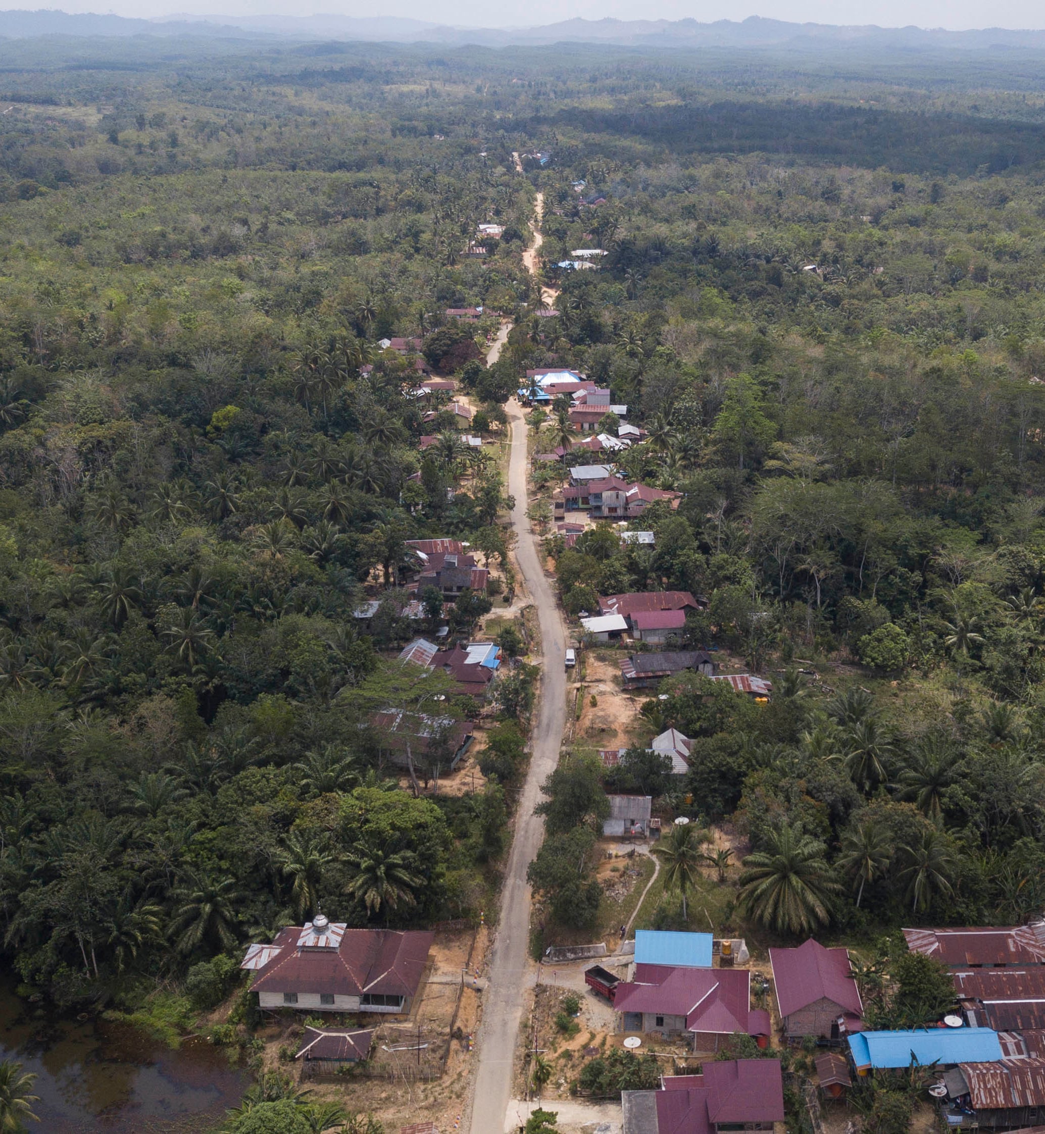 KAWASAN IBU KOTA BARU: Foto aerial kawasan Kecamatan Sepaku, Penajam Paser Utara, Kalimantan Timur, Rabu (30/8/2019).