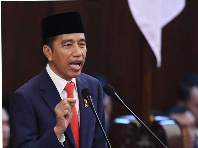 Presiden Joko Widodo berpidato usai dilantik menjadi presiden periode 2019-2024 di Gedung Nusantara, kompleks Parlemen, Senayan, Jakarta.
