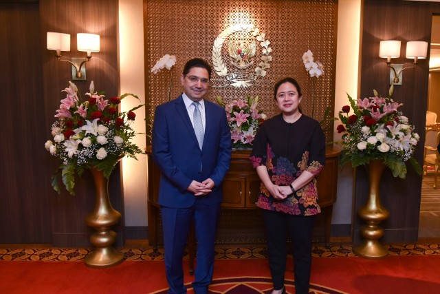 Ketua DPR RI Puan Maharani menerima kunjungan Menteri Luar Negeri Maroko Nasser Bourita. 