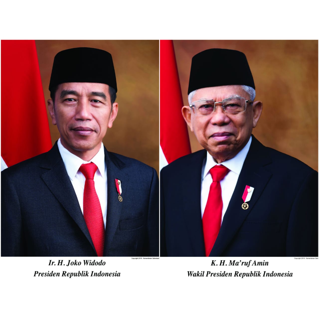 Foto resmi Presiden dan Wakil Presiden Republik Indonesia periode 2019-2024