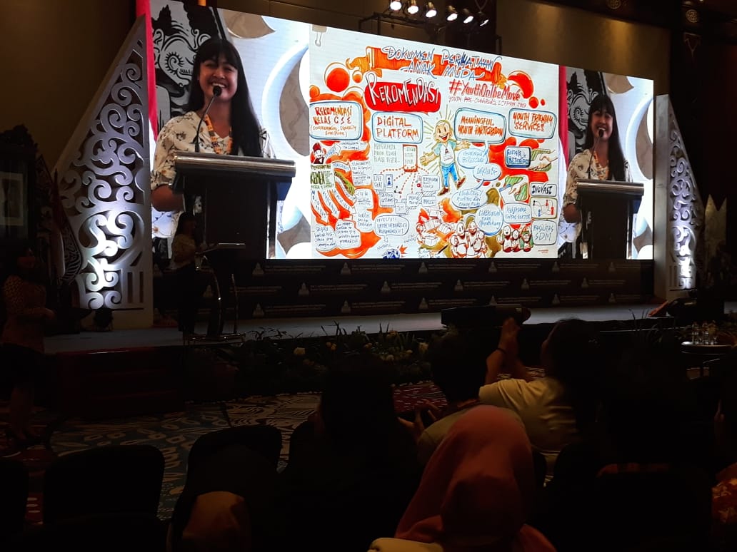 Niluh Resmiadi, perwakilan dari kaum milenial membacakan hasil rekomendasi, pada penutupan Konferensi ICIFPRH 2019 di Sleman, Rabu (2/10).