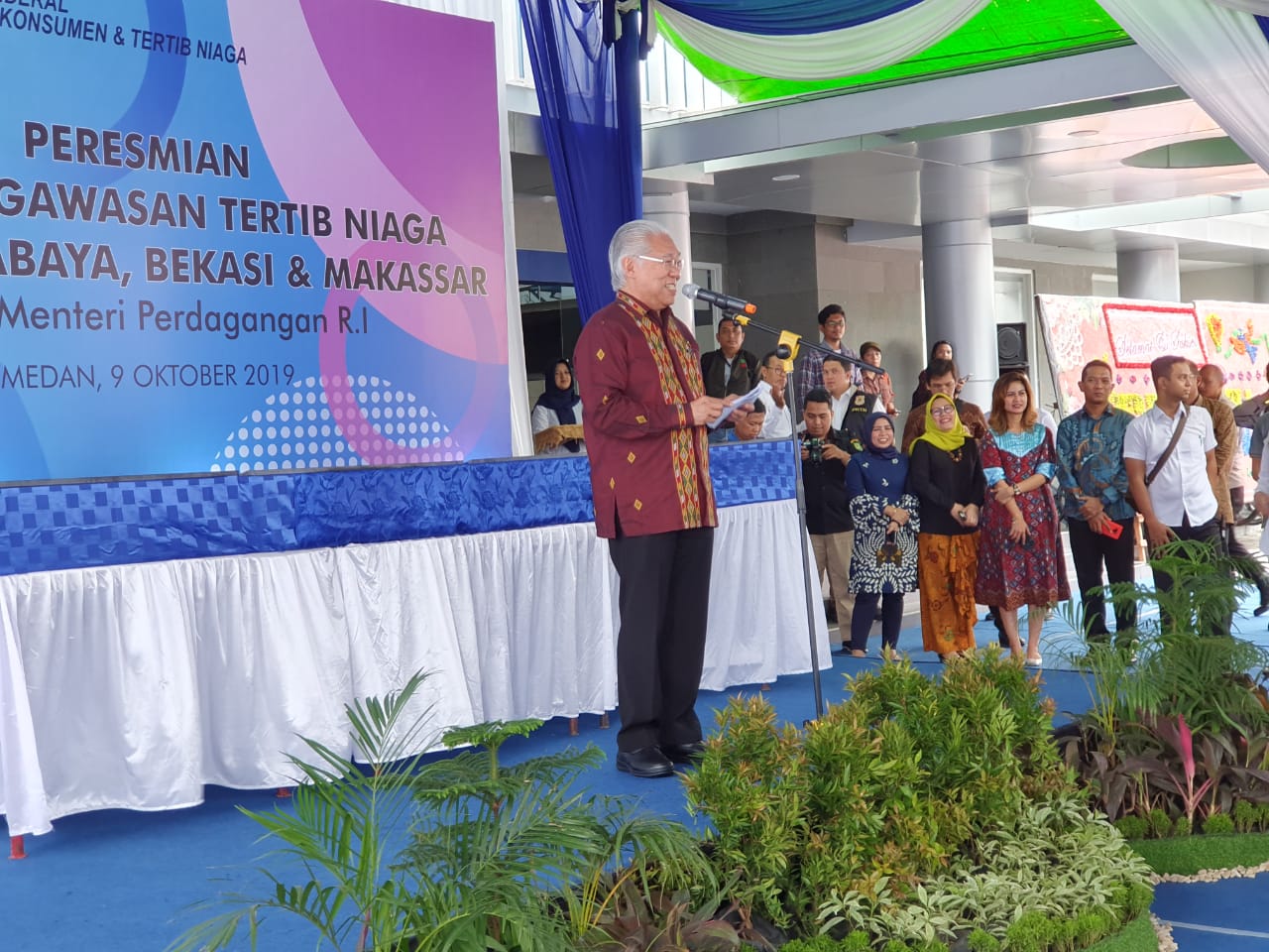Menteri Perdagangan Enggartiasto Lukita meresmikan Unit Pelaksana Teknis (UPT) Balai Pengawasan Tertib Niaga di Medan, Sumatera Utara.