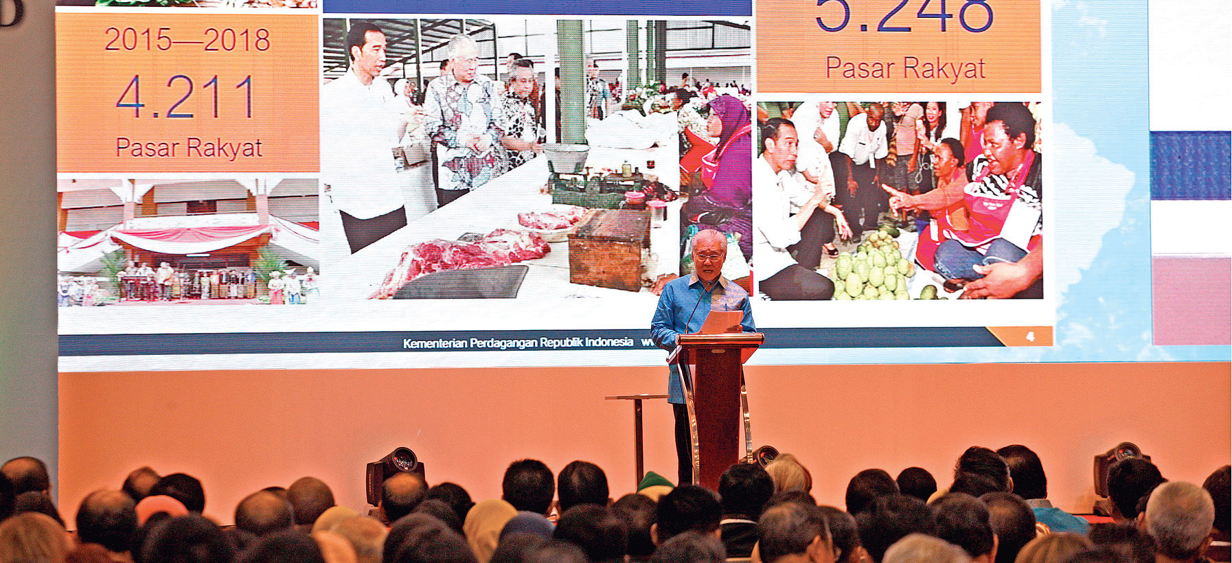 Menteri Perdagangan Enggartiasto Lukita menyampaikan sambutannya dalam pembukaan Trade Expo ke-34 di ICE BSD, Banten, kemarin