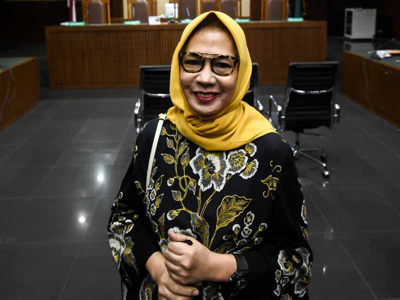 Terdakwa kasus dugaan korupsi investasi perusahaan di blok Basker Manta Gummy (BMG) Australia tahun 2009, Karen Agustiawan.