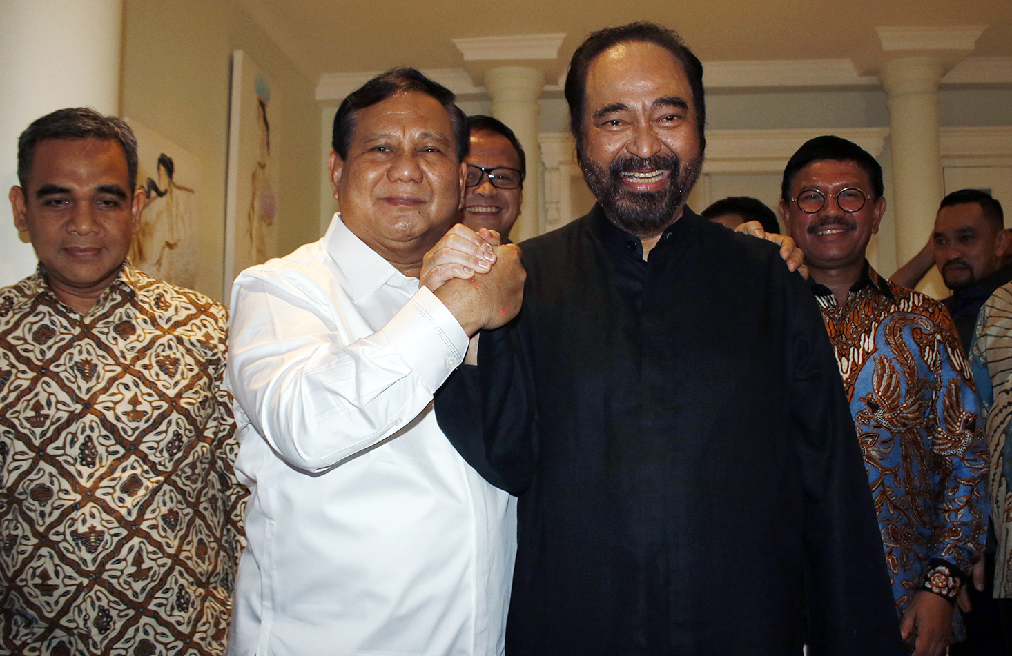 Ketua Umum Partai Gerindra Prabowo Subianto bertemu dengan Ketua Umum Partai NasDem Surya Paloh, Senin (14/10)