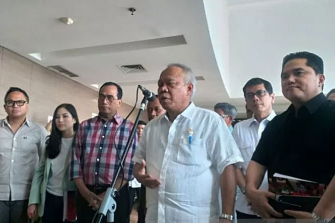Menteri PUPR, Basuki Hadimuljono, usai pertemuan.