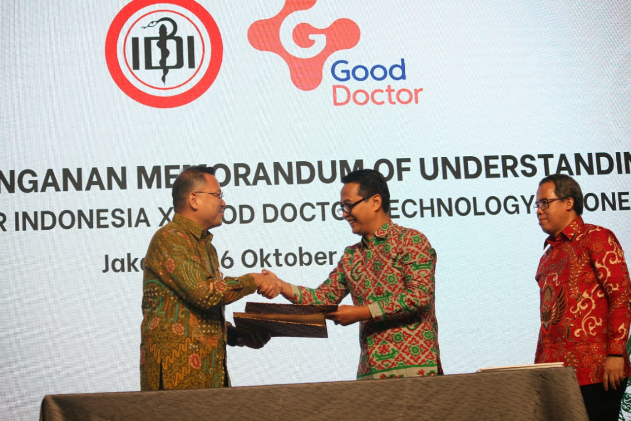 Ikatan Dokter Indonesia (IDI) dan Good Doctor Technology Indonesia (GDTI) melakukan pendatanganan nota kesepahaman (MoU).