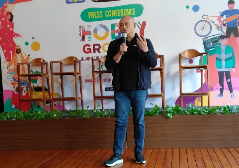 CEO Kaskus, Edi Taslim saat konferensi pers 'Hobby Ground: Indonesia Hypest Hobby Festival', di Hotel Atlet, Century Park, Senayan, Jakarta,