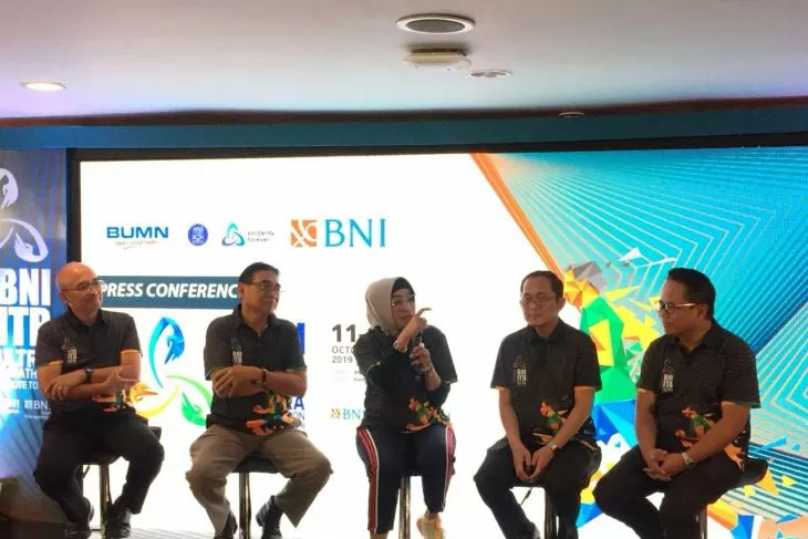 konferensi pers 'BNI-ITB Ultra Marathon 2019' di Kantor Pusat BNI, Jakarta, Kamis (3/10/2019).  