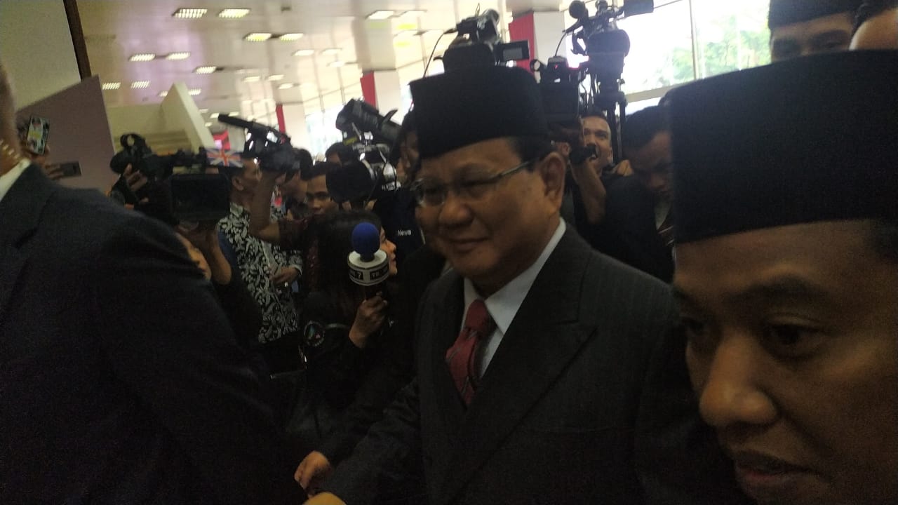 Ketum Gerindra Prabowo Subianto tiba di Gedung DPR RI