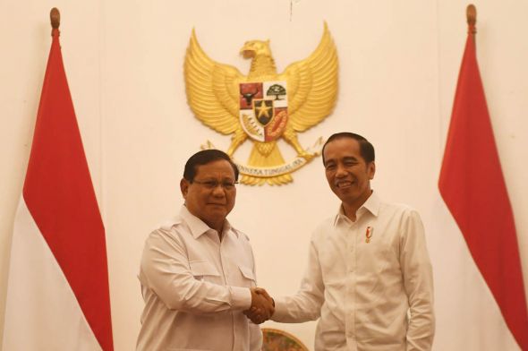 Ketua Umum Gerindra Prabowo Subianto dan Presiden Jokowi, Jumat (11/10)