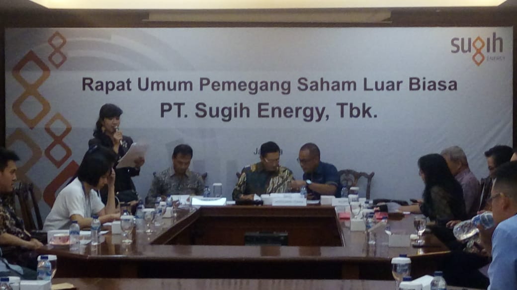 Rapat umum pemegang saham luar biasa PT Sugih Energy, Tbk.