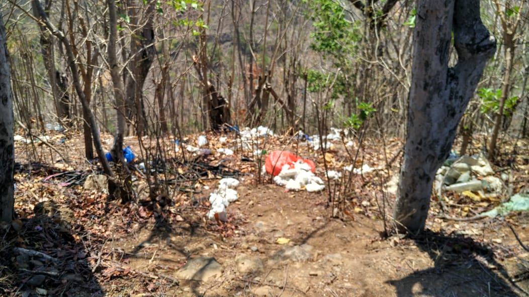 Sampah yang berserakan  jalan Trans-Flores jalur Mbay-Ende di sekitar Desa Ngegedhawe