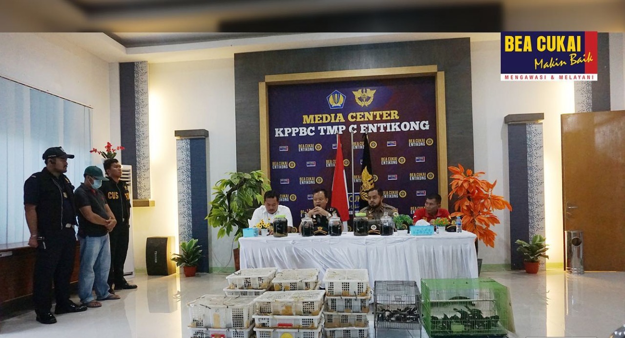 Bea Cukai gelar konfrensi pers penggagalan upaya penyelundupuan 440 ekor burung kacer.