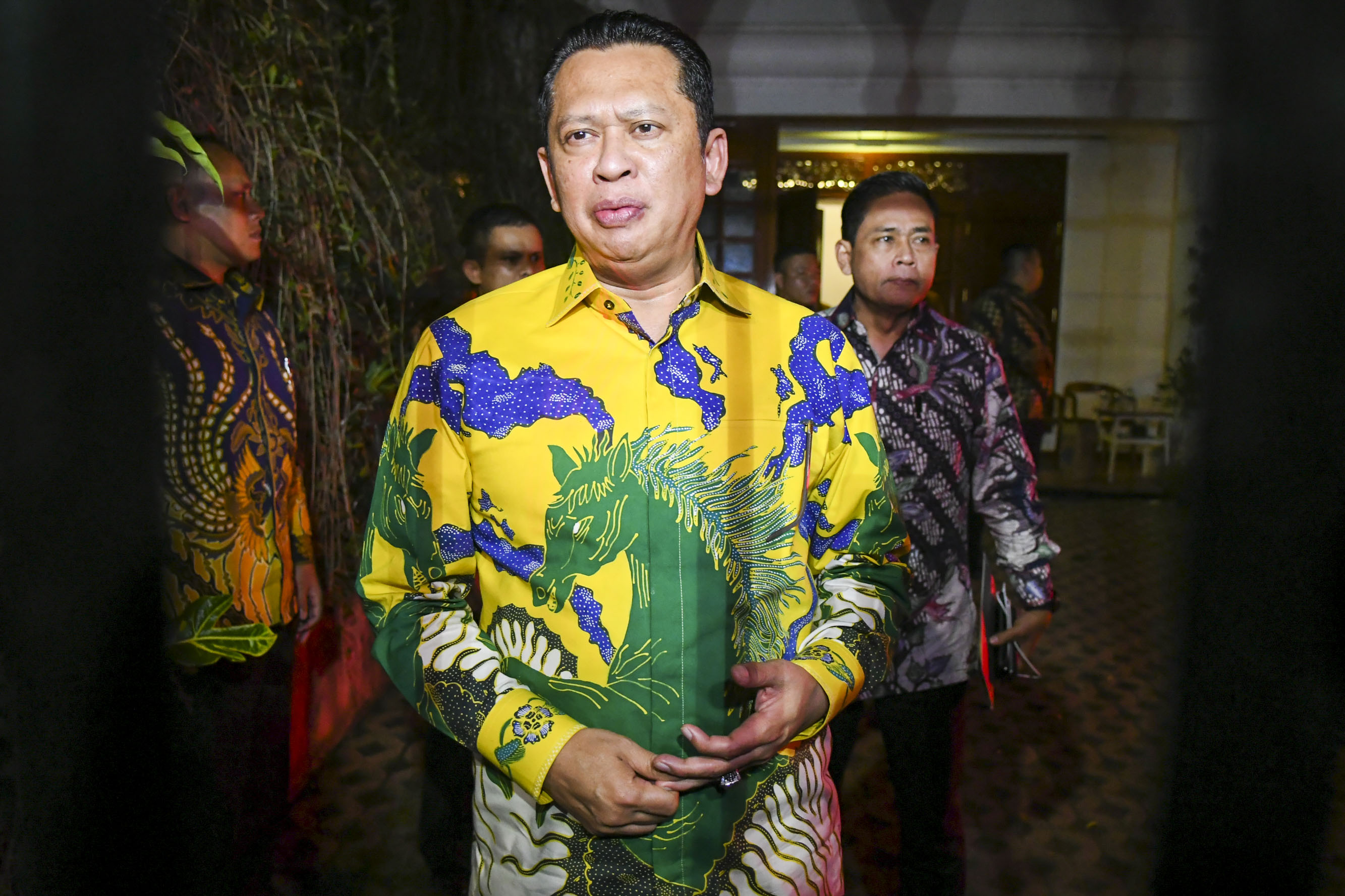 Ketua MPR bambang Soesatyo di Kediaman Prabowo Subianto, Jumat (11/10) malam