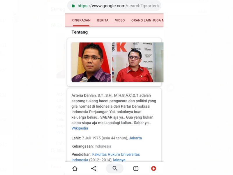 Profil Arteria Dahlan di Wikipedia Diubah Warganet