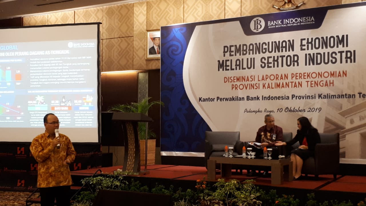 Deputi Bank Indonesia Perwakilan Kalteng, Setian sedang memaparkan inflasi Kalteng pada triwulan II lebih rendah dari capaian nasional 