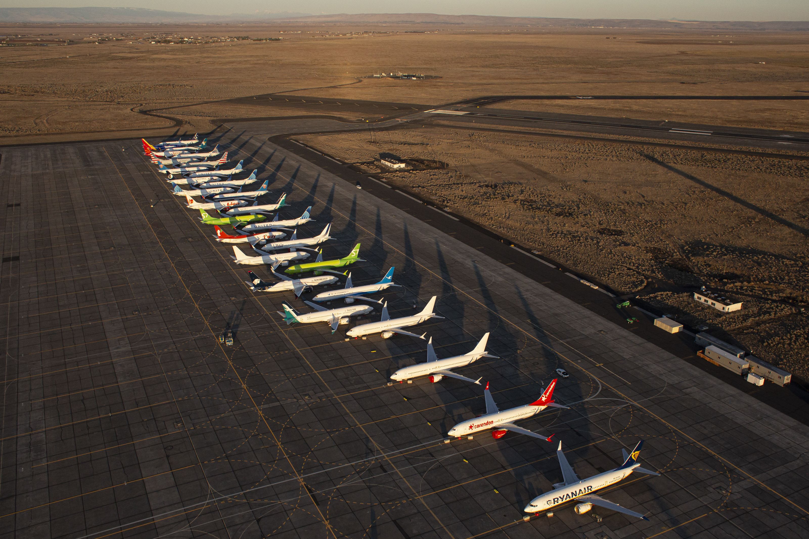 Pesawat Boeing 737 MAX diparkir di Bandara Internasional Grant County, Washington, Amerika Serikat.