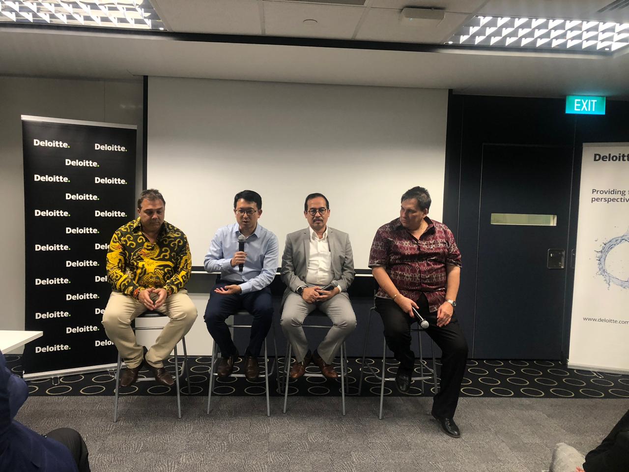  Acara Government Blockchain Association Singapura yang diadakan di Kantor Deloitte, Singapura, Senin (4/11).