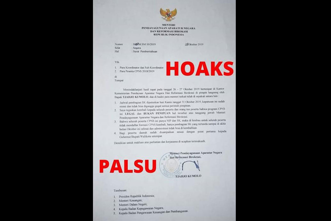 surat palsu soal informasi CPNS