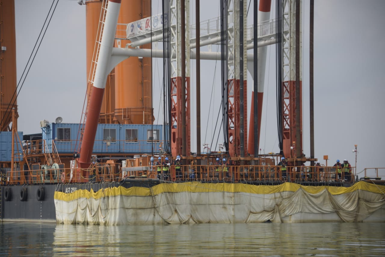 Proyek pembangunan pelabuhan patimban di Desa Patimban Kecamatan Pusakanagara, Subang, Jawa Barat.