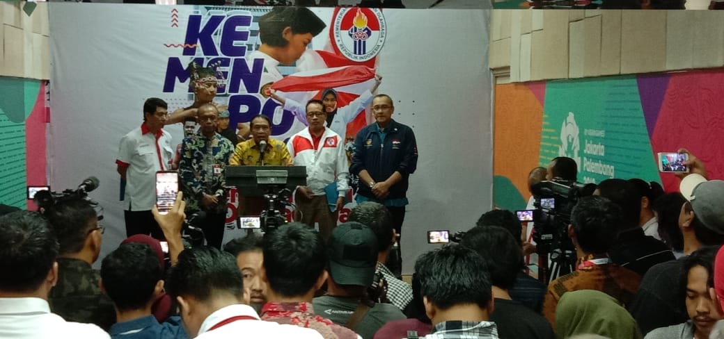 Jumpa pers tentang SEA Games 2019 di Kantor Kemenpora, Jakarta, Kamis (14/11). 
