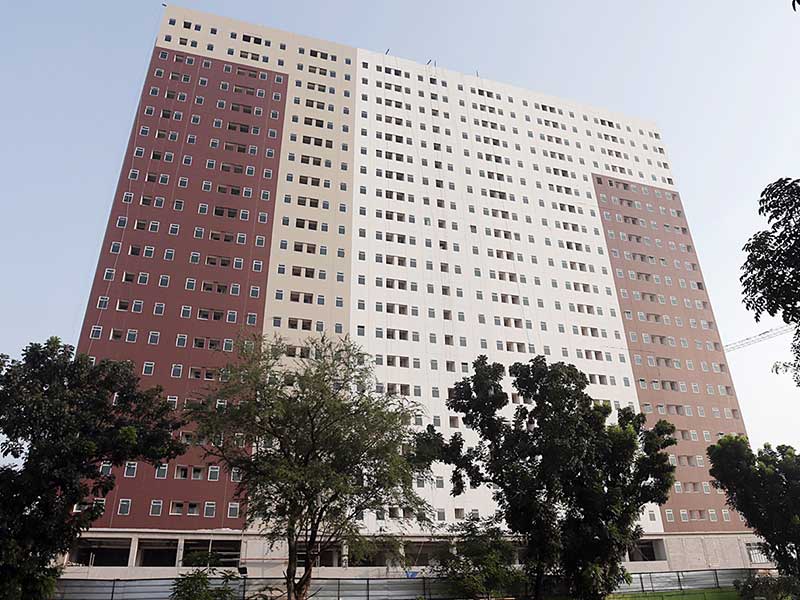 Suasana rumah susun sederhana Klapa Village atau Rumah DP Rp 0 rupiah di Pondok Kelapa, Jakarta Timur