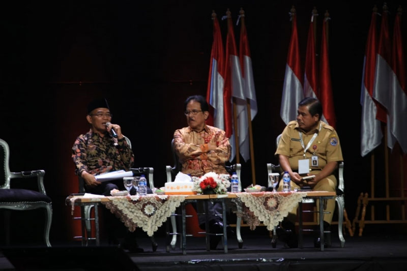 Menko PMK, Muhadjir Effendy di forum Rakornas Pemerintah Pusat dan Forkopimda Tahun 2019 di Sentul International Convention Center, Bogor, 