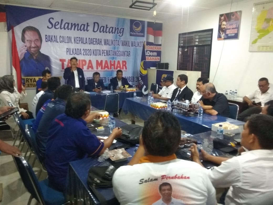 DPD Partai NasDem Pematangsiantar menggelar pemaparan visi dan misi 8 bakal calon walikota dan wakil walikota Pematangsiantar.