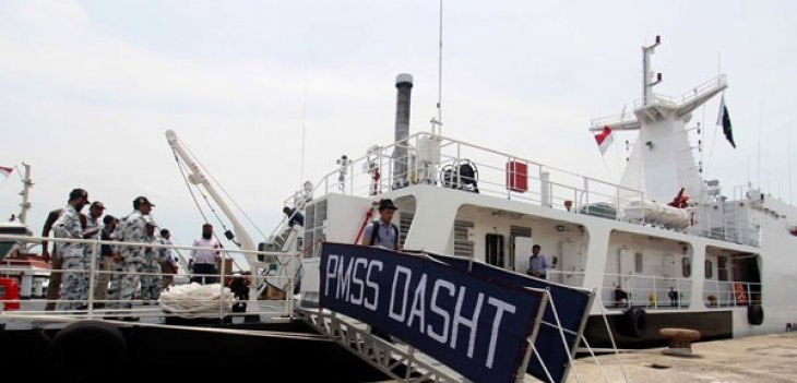 Ilustrasi sejumlah prajurit Angkatan Laut Pakistan berada di dalam kapal perang PMSS Dasht saat berkunjung di Pelabuhan Belawan Medan 