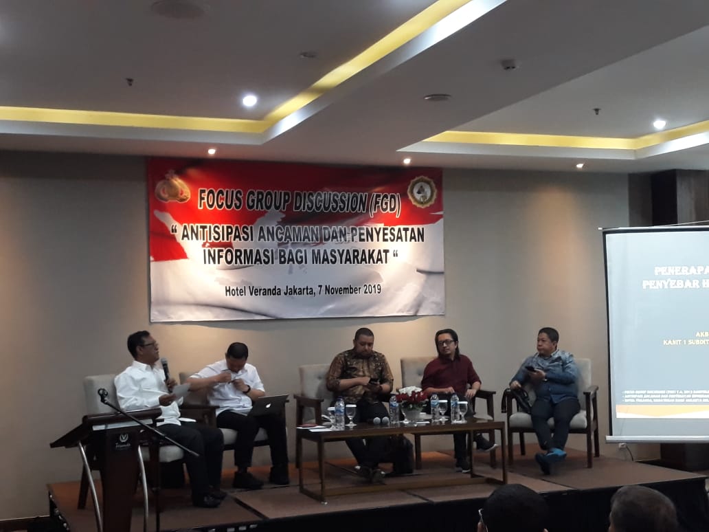Forum Discussion Group (FDG) dengan tema tema 'Antisipasi Ancaman dan Penyesatan Informasi Bagi Masyarakat' di Jakarta. 
