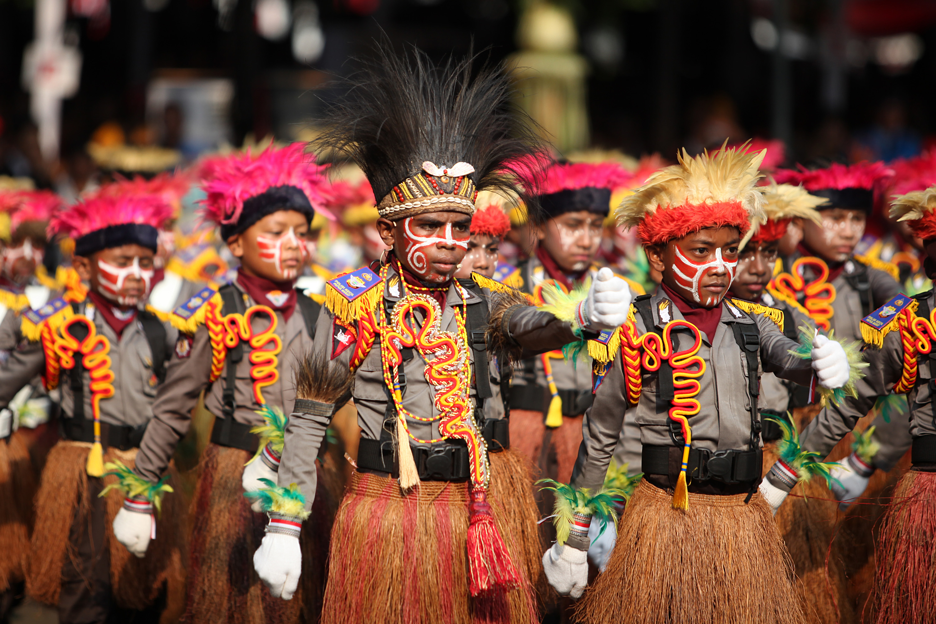Anggota polisi cilik Papua merayakan HUT Kemerdekaan RI