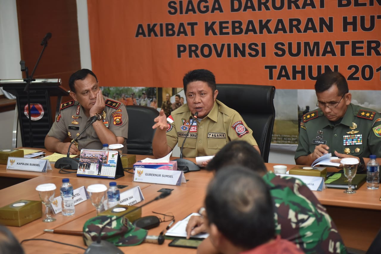 Gubernur Sumsel Herman Deru mengumumkan perpanjangan masa status tanggap darurat karhutla hingga 30 November 2019