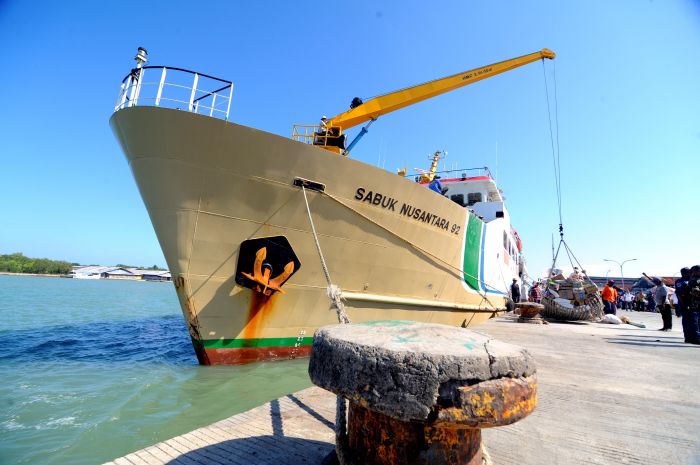Kapal milik PT Pelni yang menjadi bagian dari program tol laut yang dicanangkan pemerintah. 