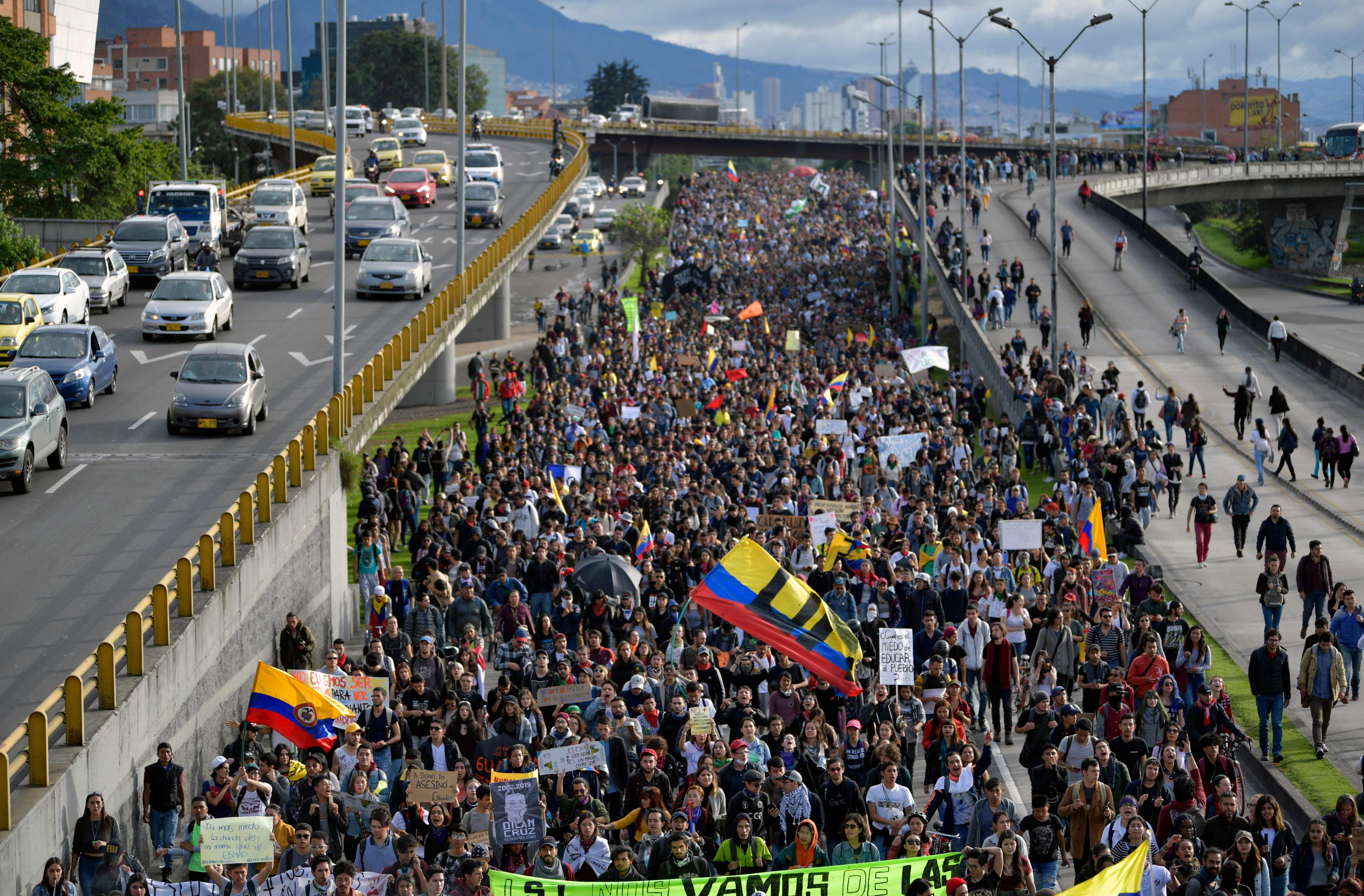 Aksi demonstrasi di Kota Bogota, Kolombia