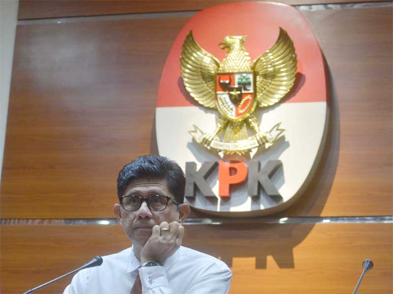 Wakil Ketua Komisi Pemberantasan Korupsi (KPK) Laode M Syarif menyampaikan keterangan di Gedung Merah Putih, Jakarta.