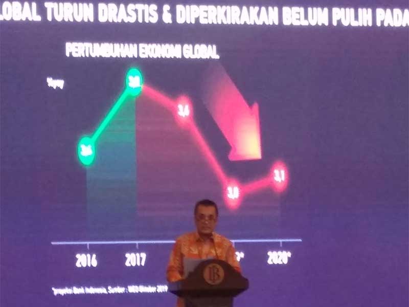 Kepala Perwakilan Bank Indonesia Kalteng Rihando menyampaikan sambutan pada pertemuan tahunan Bank Indonesia  2019 Kalteng.