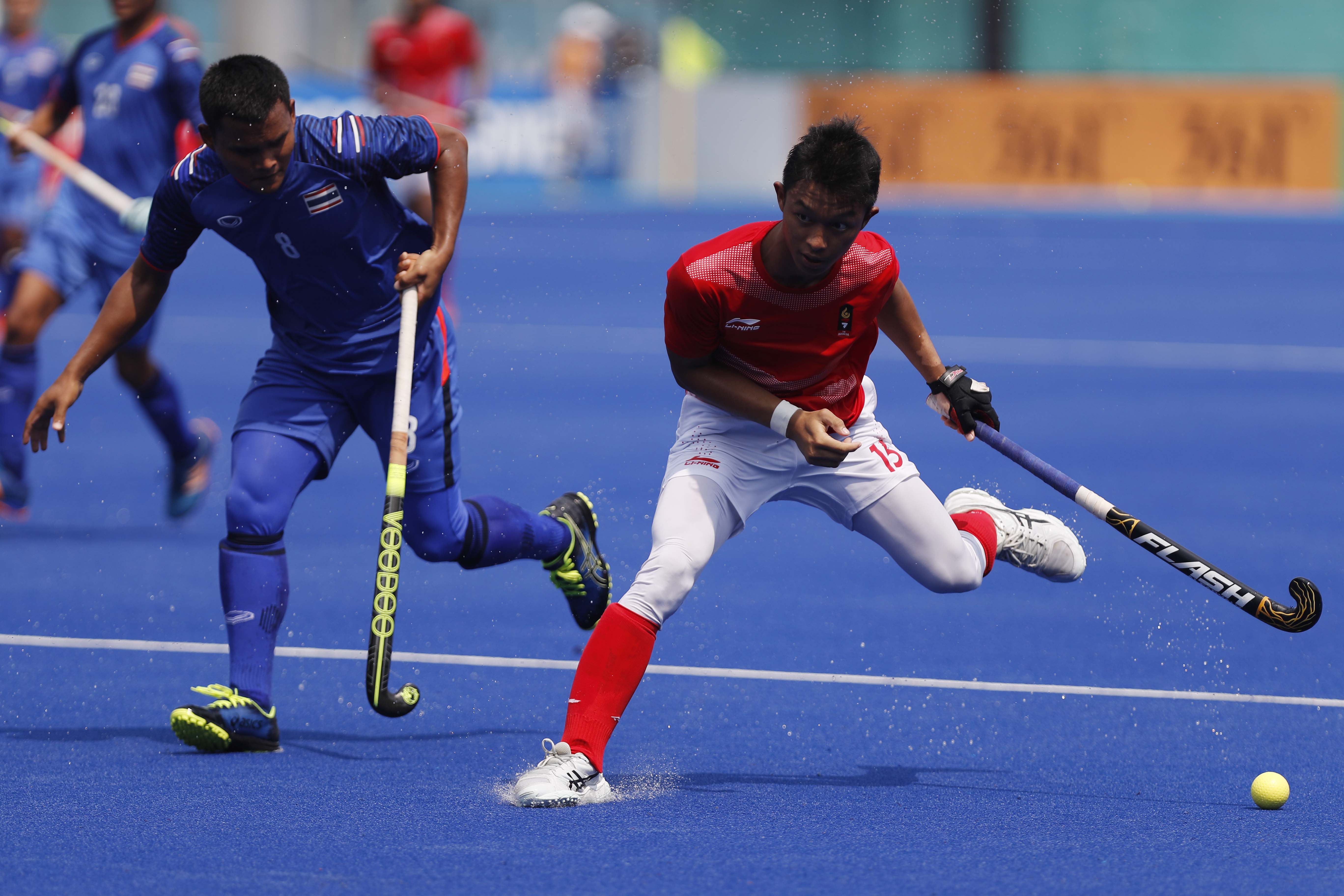 Tim hoki Indonesia berhadapan dengan Thailand di ajang Asian Games 2018 lalu.