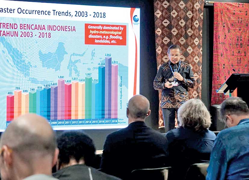 Kepala Badan Informasi dan Geospasial Hasanuddin Z Abidin memaparkan kondisi geospasial Indonesia.