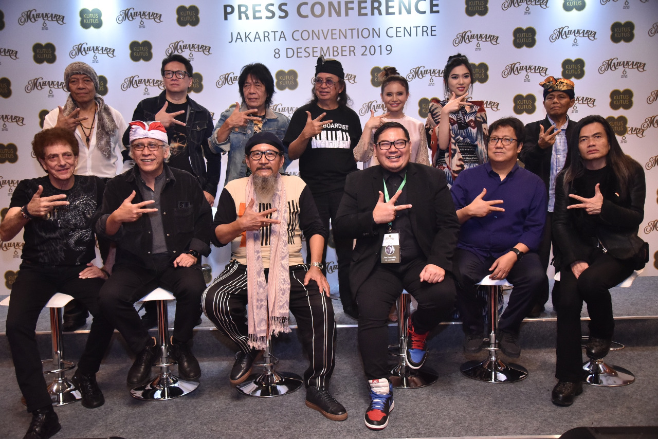 Jumpa pers  gelaran 'Mahakarya Kutus Kutus' sebelum konser digelar di di Plenary Hall, Jakarta Convention Center, Minggu (8/12).