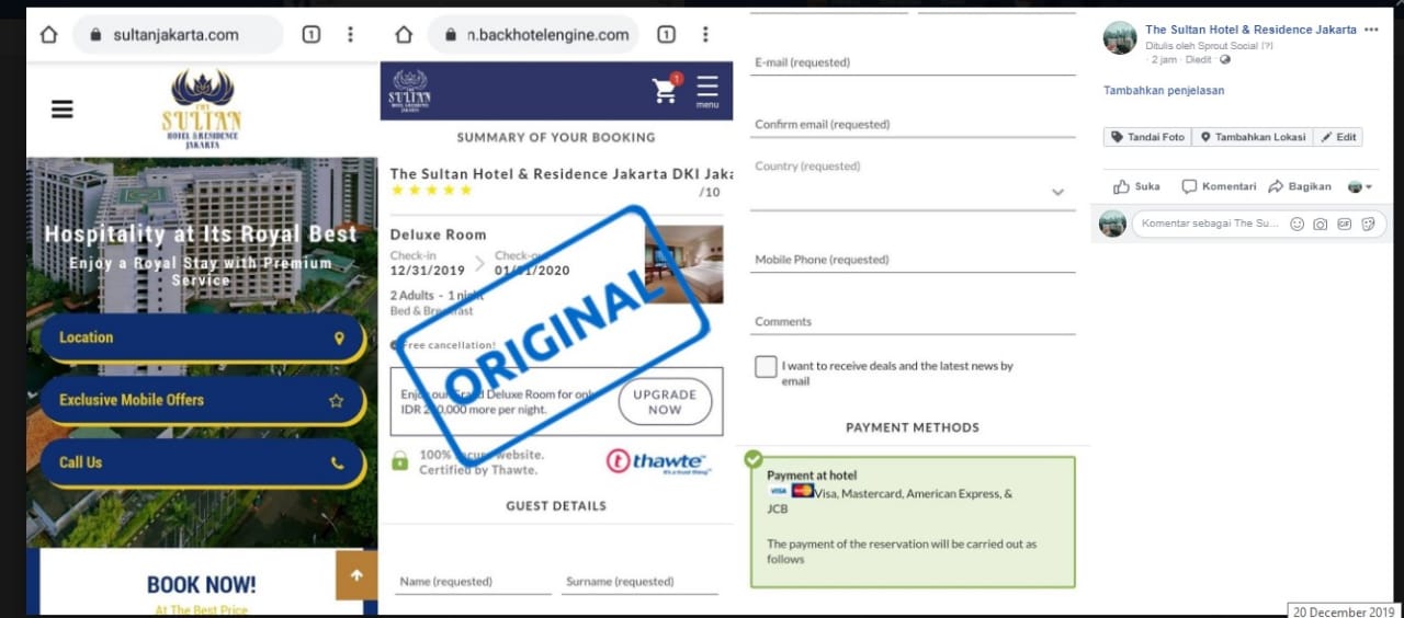 Webiste asli dari The Sultan Hotel & Residence Jakarta.