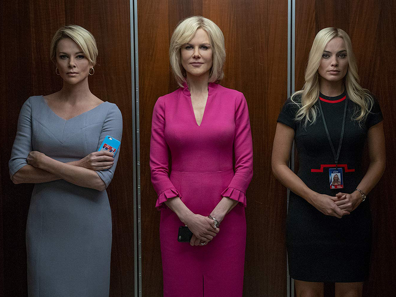 Charlize Theron, Nicole Kidman, dan Margot Robbie dalam Bombshell (2019).