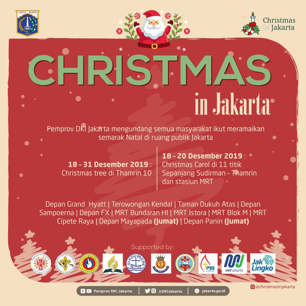 Pengumuman mengenai perayaan natal di Jakarta di akun Twitter Pemprov DKI Jakarta