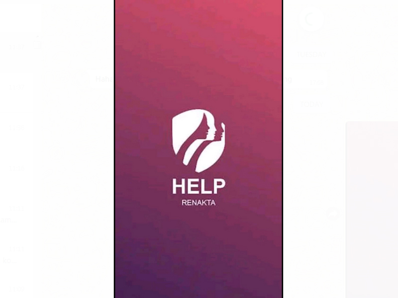 Tangkapan layar aplikasi Help Renakta