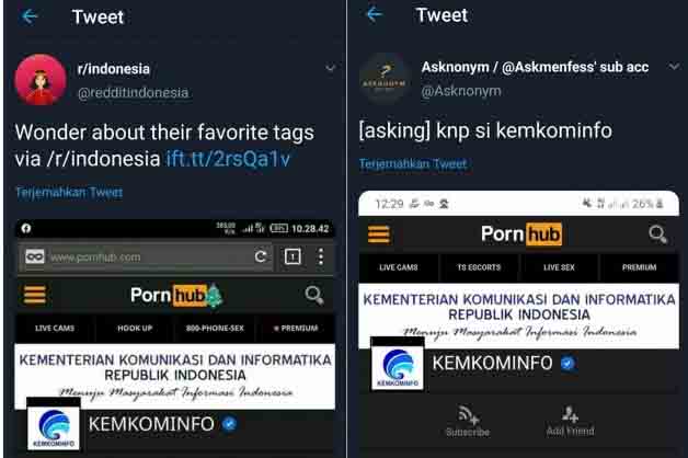 Viral Gambar Akun Kemkominfo di Pornhub, Ini Penjelasannya