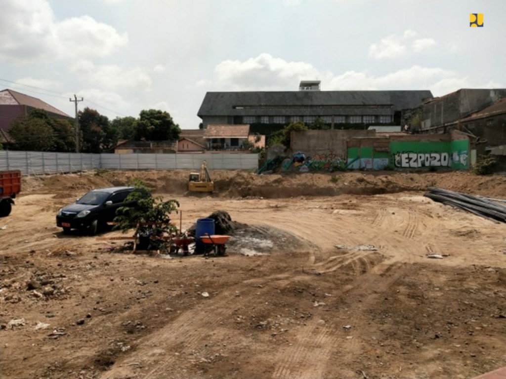 Pembangunan revitalisasi Pasar Prawirotaman di Brontokusuman, Yogyakarta. 