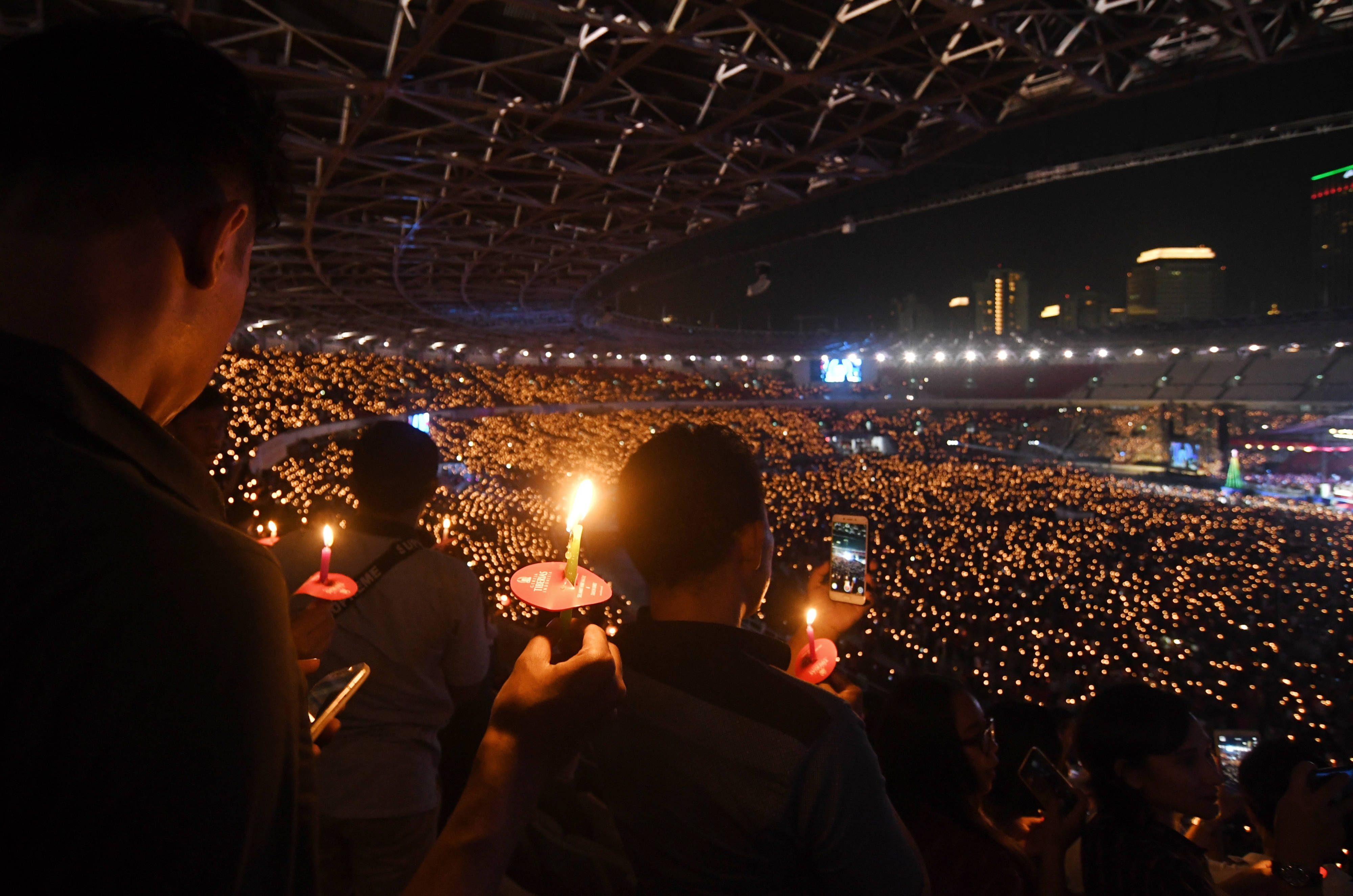 Suasana perayaan natal di Gelora Bung Karno, Sabtu (7/12/2019).