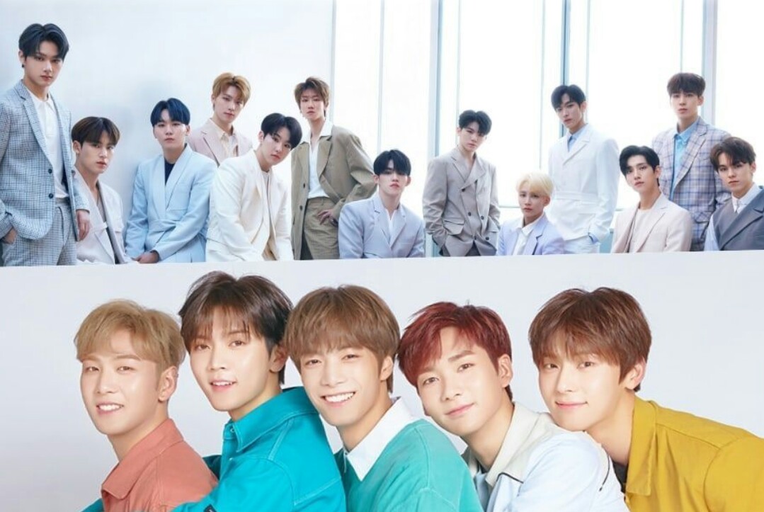SEVENTEEN (atas) dan NU'EST melarang fans mengirim hadiah kepada mereka mulai 2020