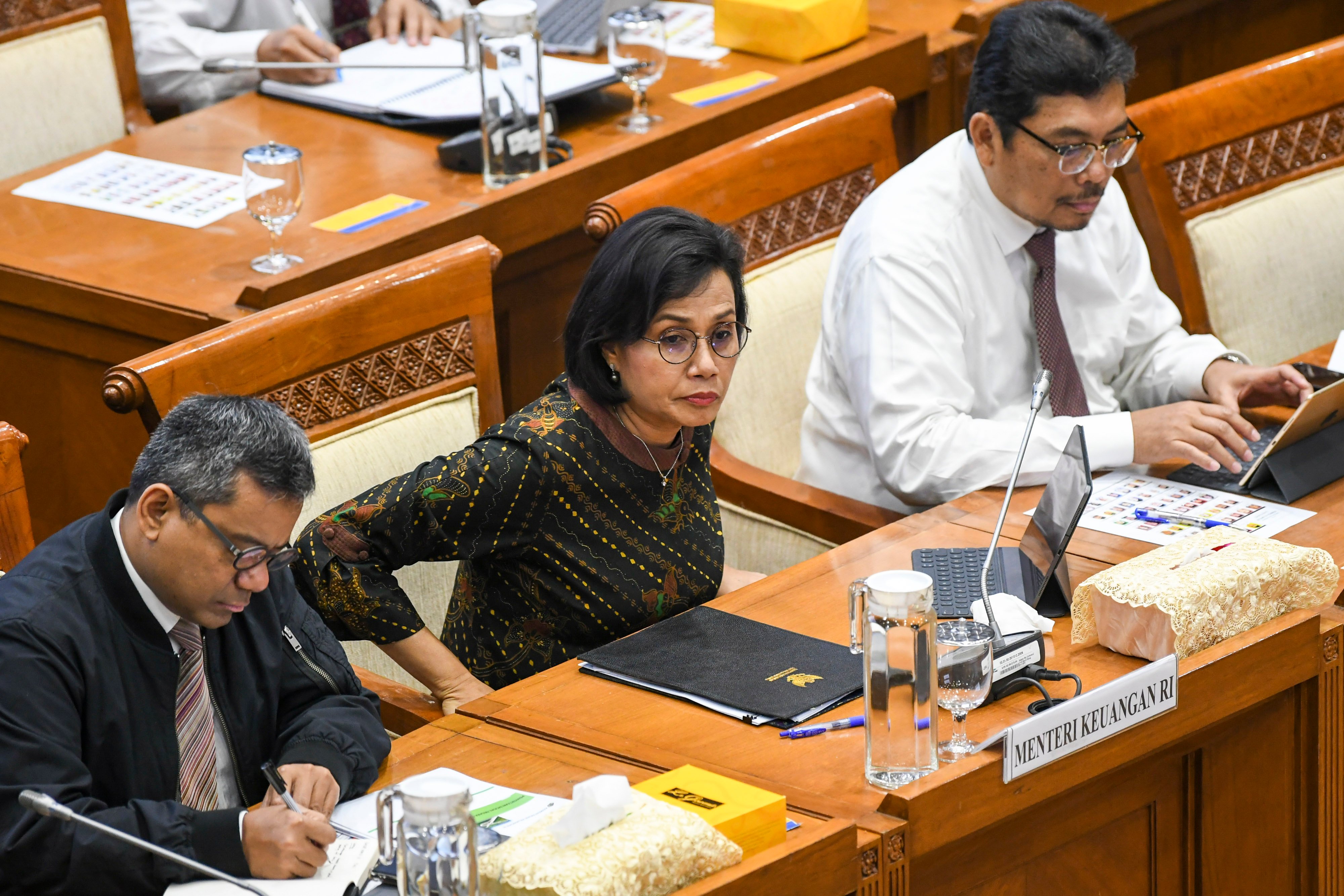 Menteri Keuangan Sri Mulyani di gedung DPR
